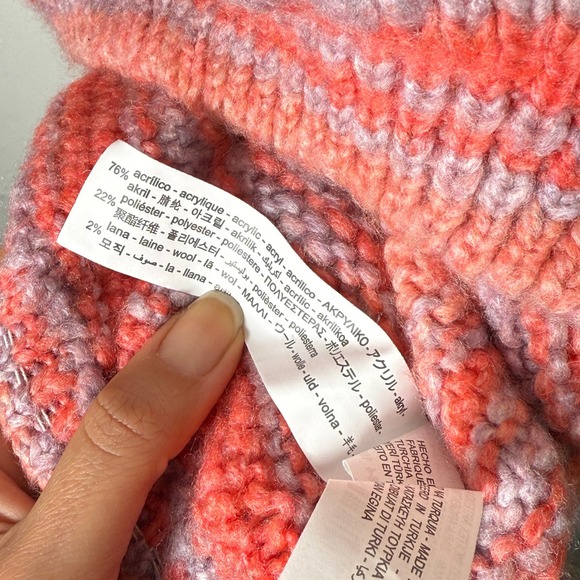 ZARA Knitwear Winter Collection Fair Isle Striped Sweater Orange Purple Women L - Picture 5 of 8